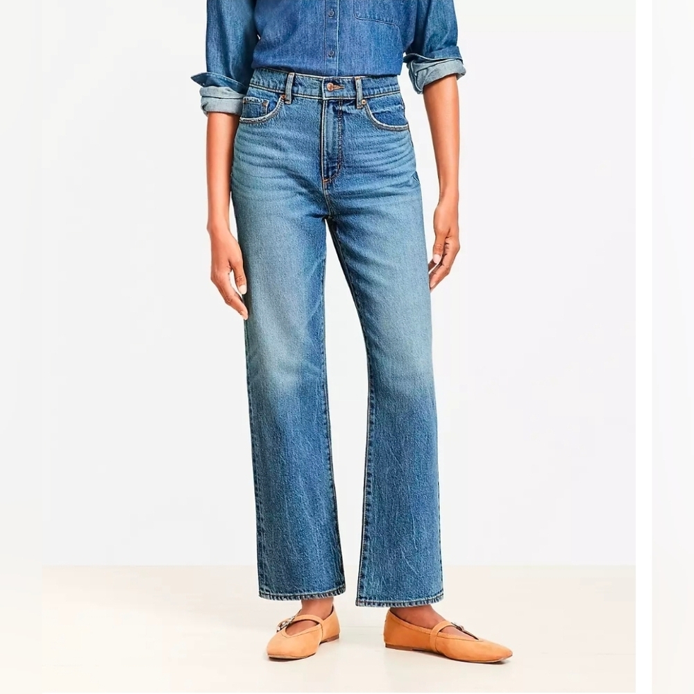 LOFT Straight Leg Jeans in Medium Blue